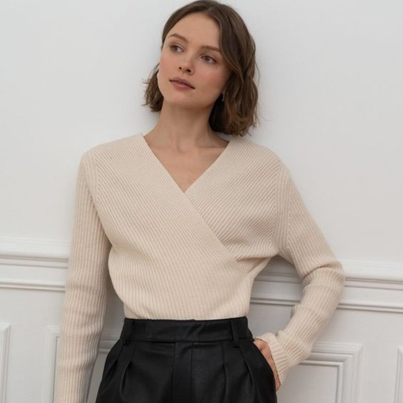 Pixie Market Wrap Knit Sweater, Ivory - Picture 2 of 2